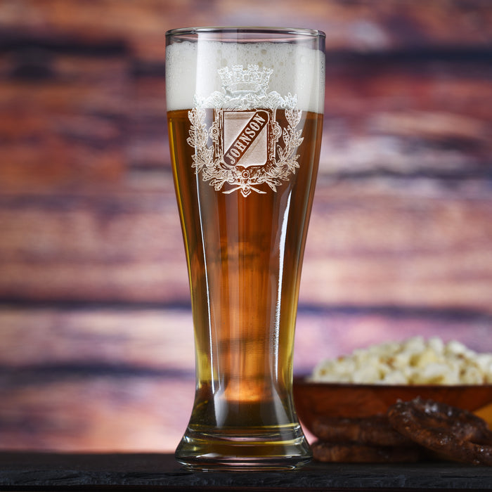 Pilsner Beer Glass - Family Crest
