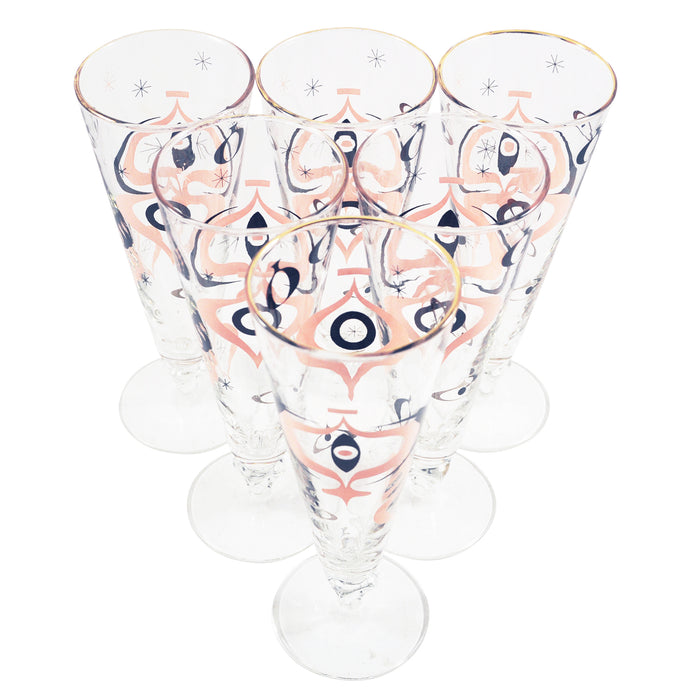 Vintage Pink & Black Mod Atomic Pilsners | The Hour Shop