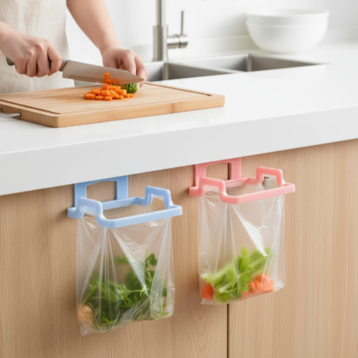 Plastic Garbage Bag & Towel Hanger – Over-Cabinet Holder (Random color-Pack of 1 – Hanger Only)