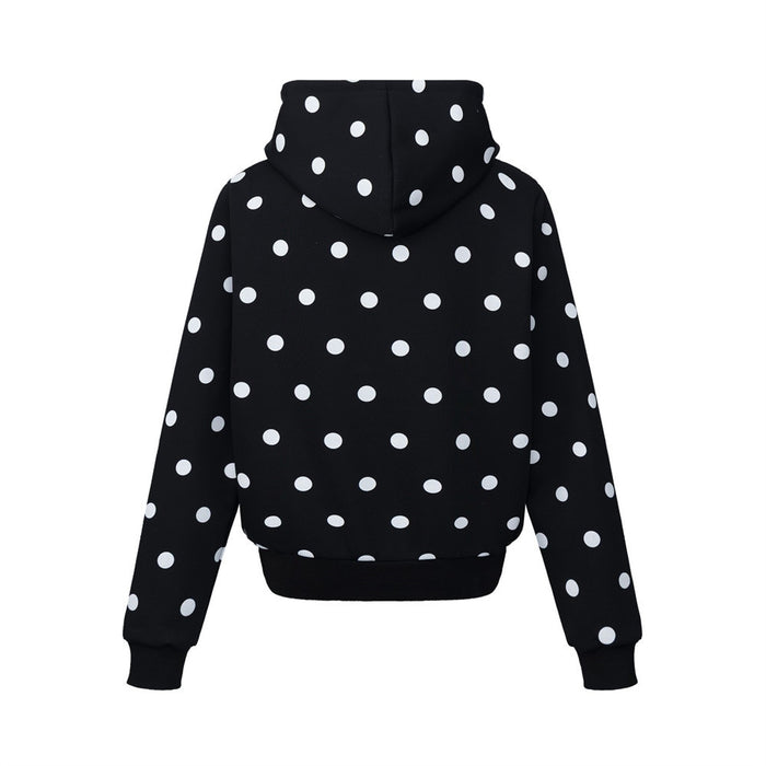 Polka Dot All-Over Print Zip-Up Hoodie – Streetwear Letter Graphic