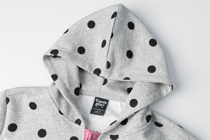 Polka Dot All-Over Print Zip-Up Hoodie – Streetwear Letter Graphic