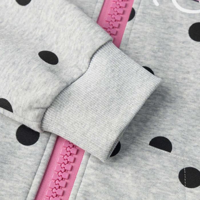 Polka Dot All-Over Print Zip-Up Hoodie – Streetwear Letter Graphic