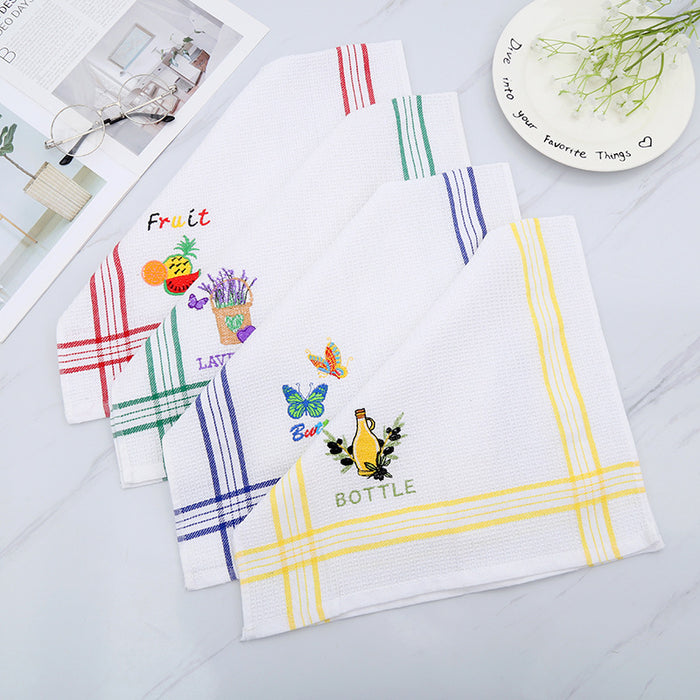 Polyester Cotton Embroidery Dishwashing & Cleaning Towel – Multipurpose Dusting Cloth (Random Piece-Pack of 1)