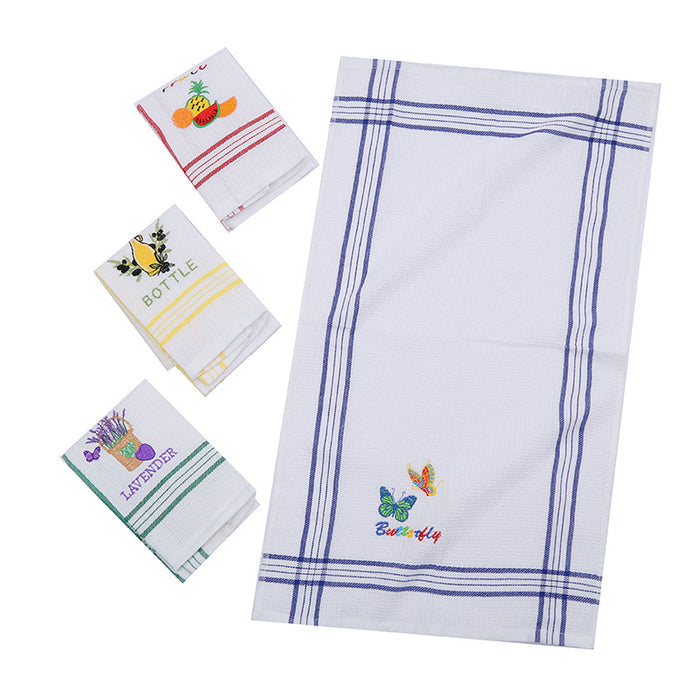 Polyester Cotton Embroidery Dishwashing & Cleaning Towel – Multipurpose Dusting Cloth (Random Piece-Pack of 1)