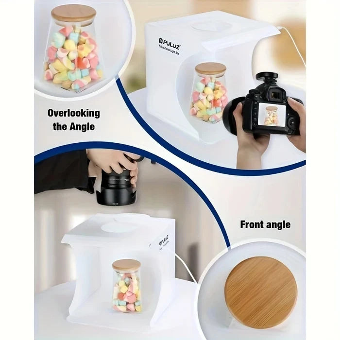 Portable 20cm LED Photo Studio Light Box – Mini Photography Tent with 2 Backdrops