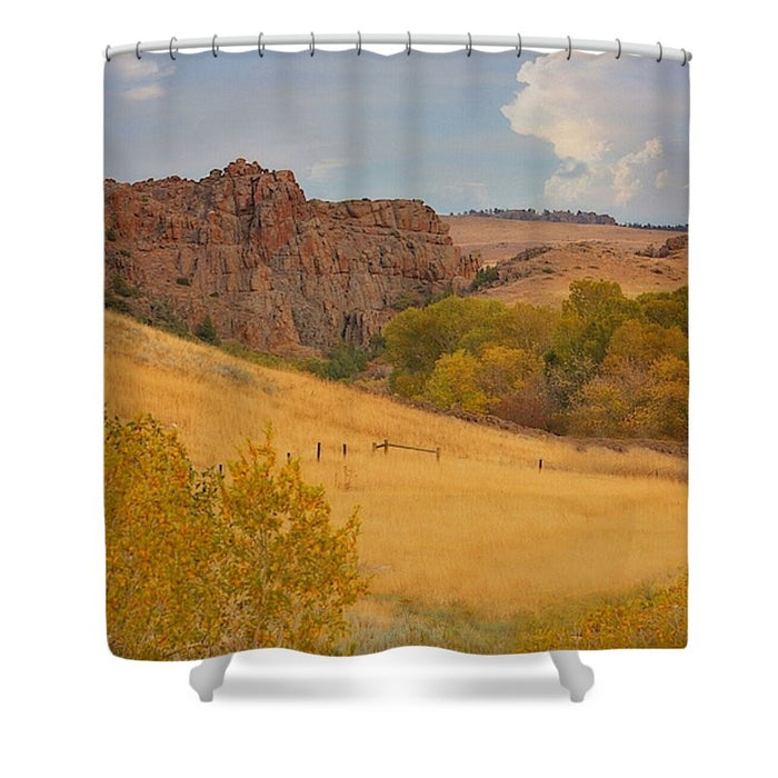 Powder River Fence Shower Curtain