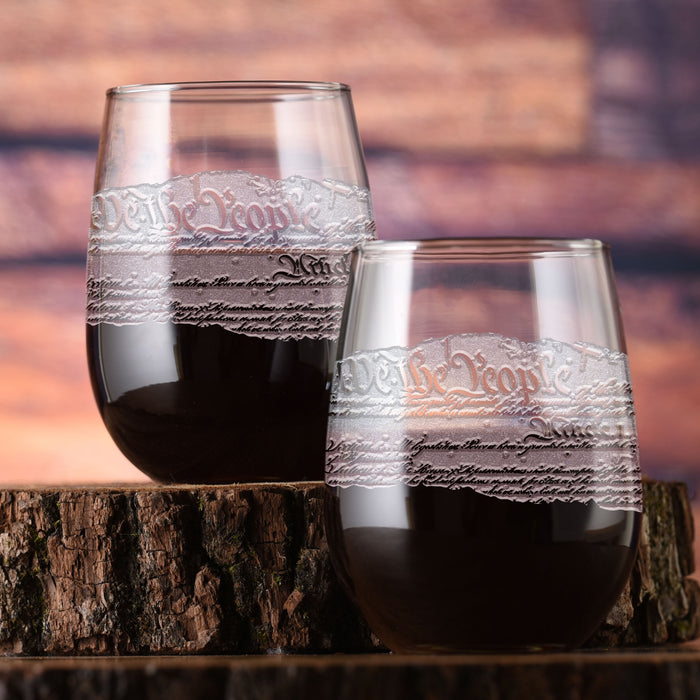 Preamble to the Constitution Stemless Wine Glass (Set of 2)