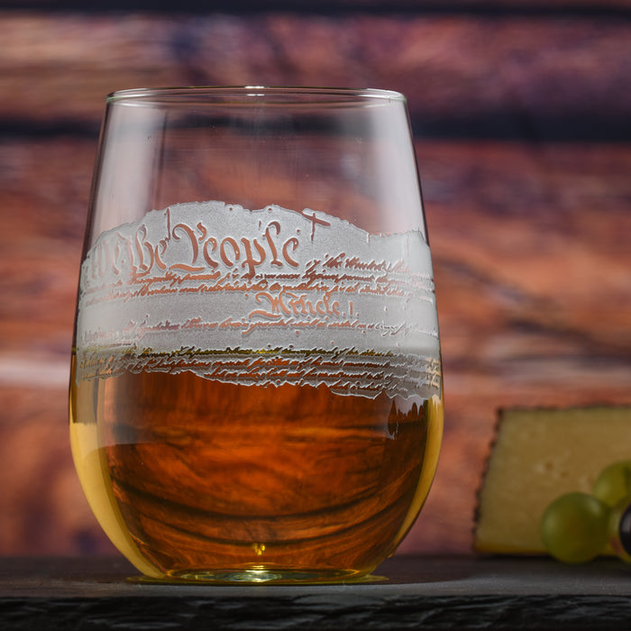 Preamble to the Constitution Stemless Wine Glass (Set of 2)