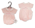 Premature Baby Girls Romper with Smocking and Bows - Cuddle Me (3-5 to 5-8Lbs) (PK6) Pb-20-637