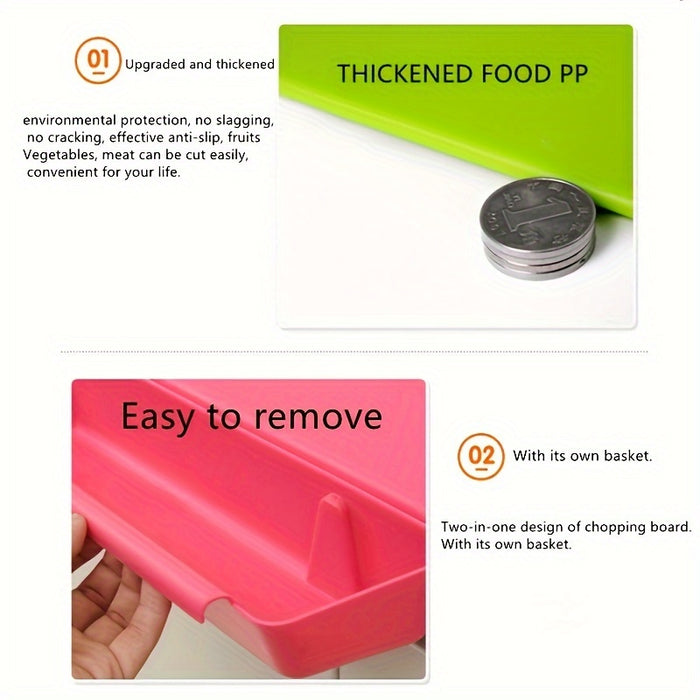 Premium 2-in-1 Non-Slip Cutting Board – Detachable Chopping Board with Built-In Food Storage Container (Random Color- Pack of 1)