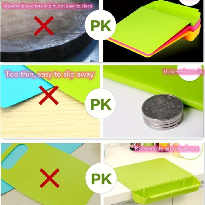 Premium 2-in-1 Non-Slip Cutting Board – Detachable Chopping Board with Built-In Food Storage Container (Random Color- Pack of 1)
