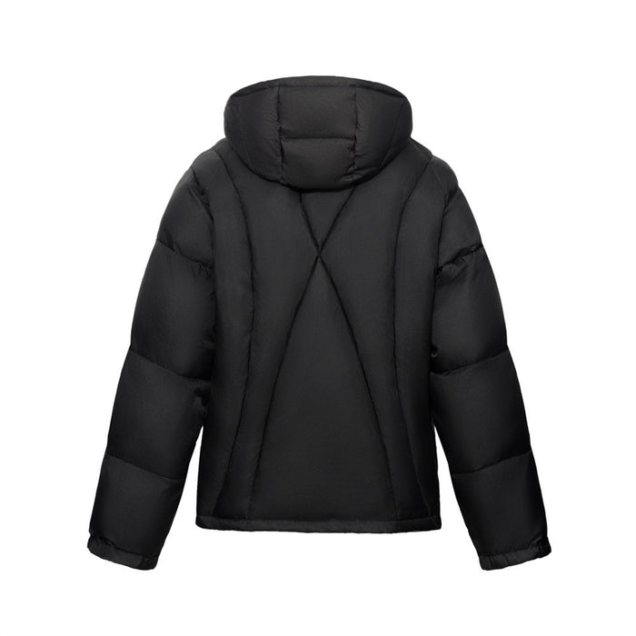 Puffer Jacket with Hoodie – Diagonal Zip Men's Winter Down Coat