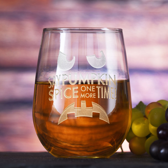 Pumpkin Spice Hater Gift Stemless Wine Glass