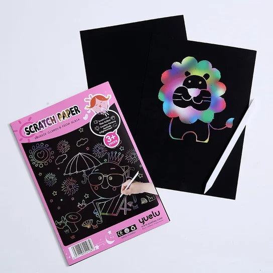 Rainbow Scratch Art Paper – Creative Kids’ Drawing & Craft Set ( Pack of 10 Pcs )