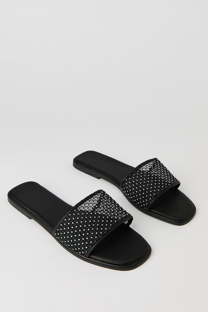 Rhinestone Mesh Band Sandal