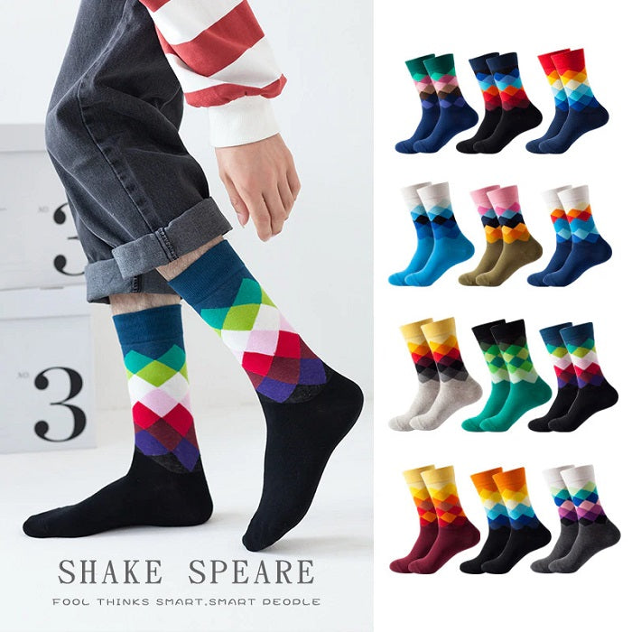 Rohambus Pattern Cotton Socks