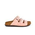 Rosa slip-on sandal i läder med smala remmar