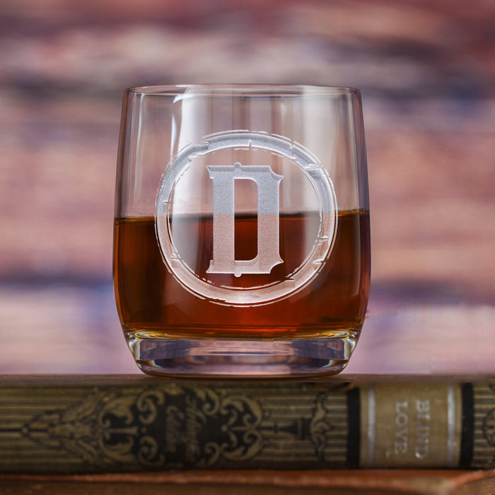 Rustic Monogram Stolzle Weinland Crystal, Rocks, Whiskey Glass
