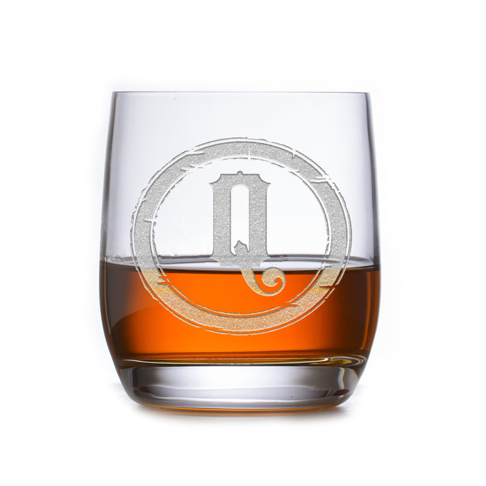 Rustic Monogram Stolzle Weinland Crystal, Rocks, Whiskey Glass