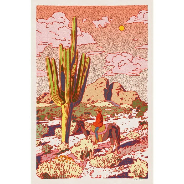 Saguaro Cowboy Print - 24" x 36" Poster
