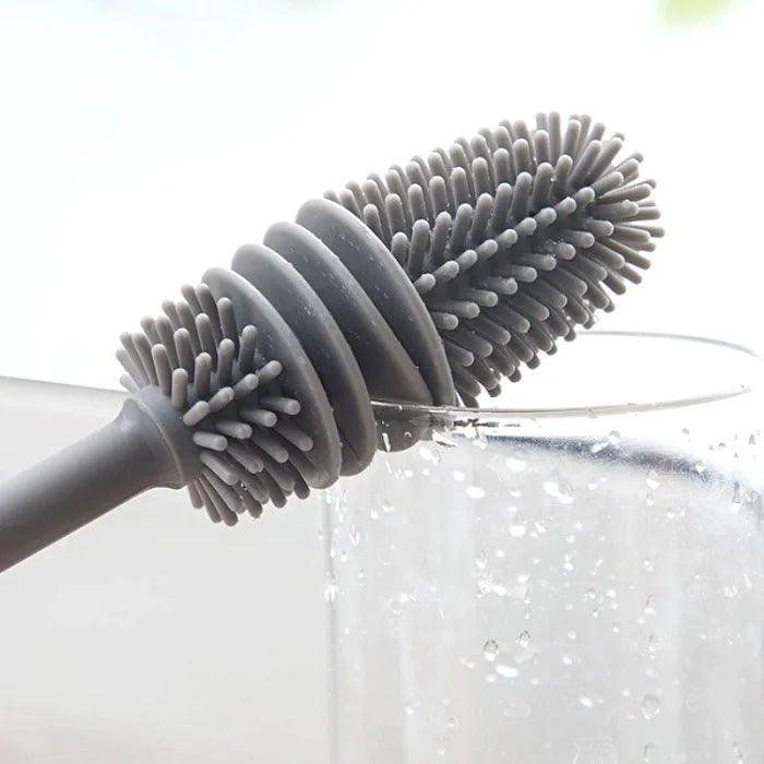 Silicone Bottle Cleaning Brush with Long Handle – Multipurpose Bottle Cleaner for Baby Bottles, Water Bottles, Vases & Glass Containers (Pack of 1)