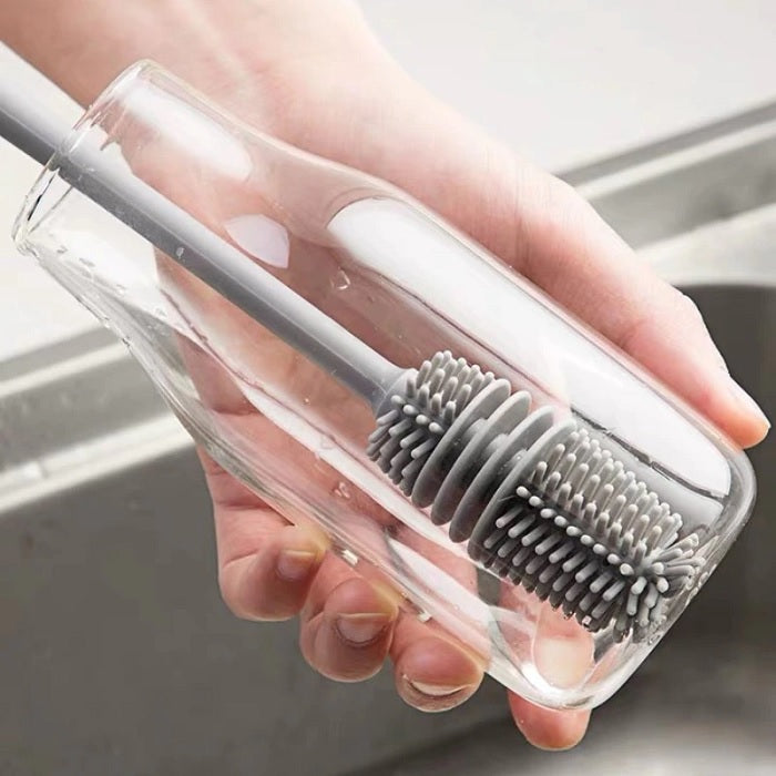 Silicone Bottle Cleaning Brush with Long Handle – Multipurpose Bottle Cleaner for Baby Bottles, Water Bottles, Vases & Glass Containers (Pack of 1)