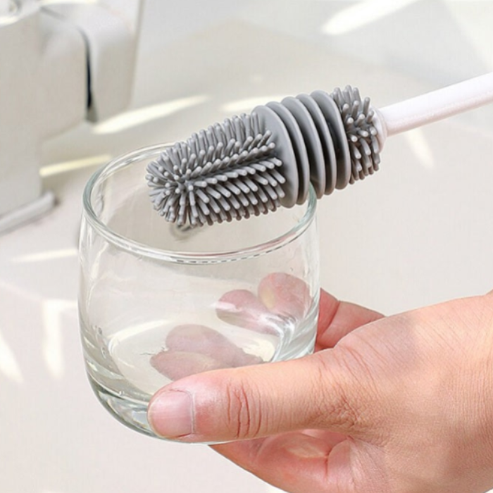 Silicone Bottle Cleaning Brush with Long Handle – Multipurpose Bottle Cleaner for Baby Bottles, Water Bottles, Vases & Glass Containers (Pack of 1)