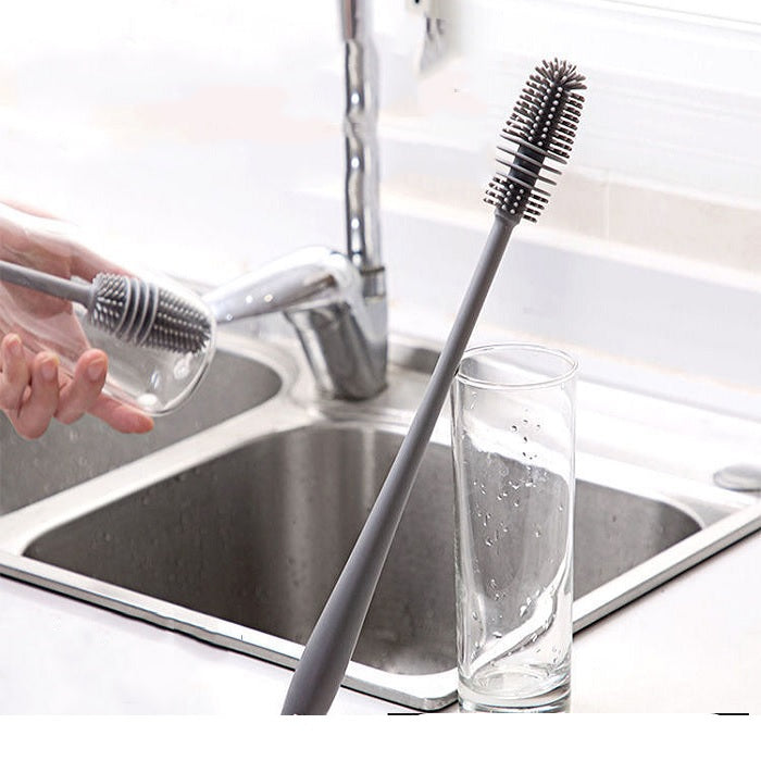 Silicone Bottle Cleaning Brush with Long Handle – Multipurpose Bottle Cleaner for Baby Bottles, Water Bottles, Vases & Glass Containers (Pack of 1)