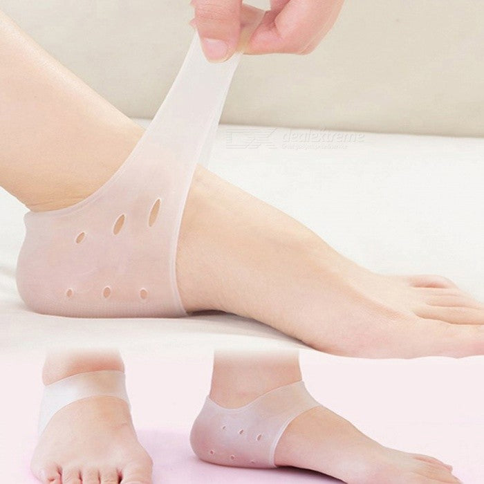 Silicone Heel Socks (Semi Transparent) – Moisturizing & Crack Repair Heel Protector for Dry, Cracked Feet | Soft Gel Heel Sleeves (1 Pair)