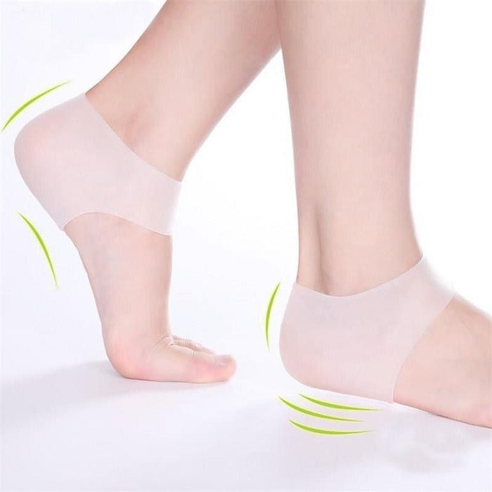 Silicone Heel Socks (Semi Transparent) – Moisturizing & Crack Repair Heel Protector for Dry, Cracked Feet | Soft Gel Heel Sleeves (1 Pair)