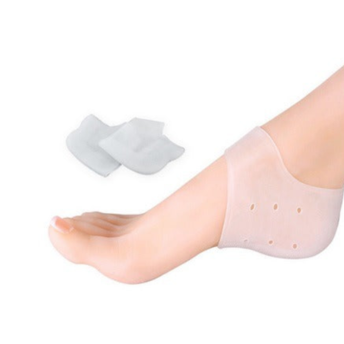 Silicone Heel Socks (Semi Transparent) – Moisturizing & Crack Repair Heel Protector for Dry, Cracked Feet | Soft Gel Heel Sleeves (1 Pair)