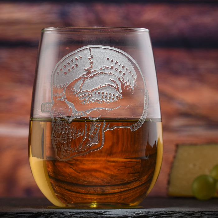 Skull & Bones Model Stemless Wine Glass (Set of 2)
