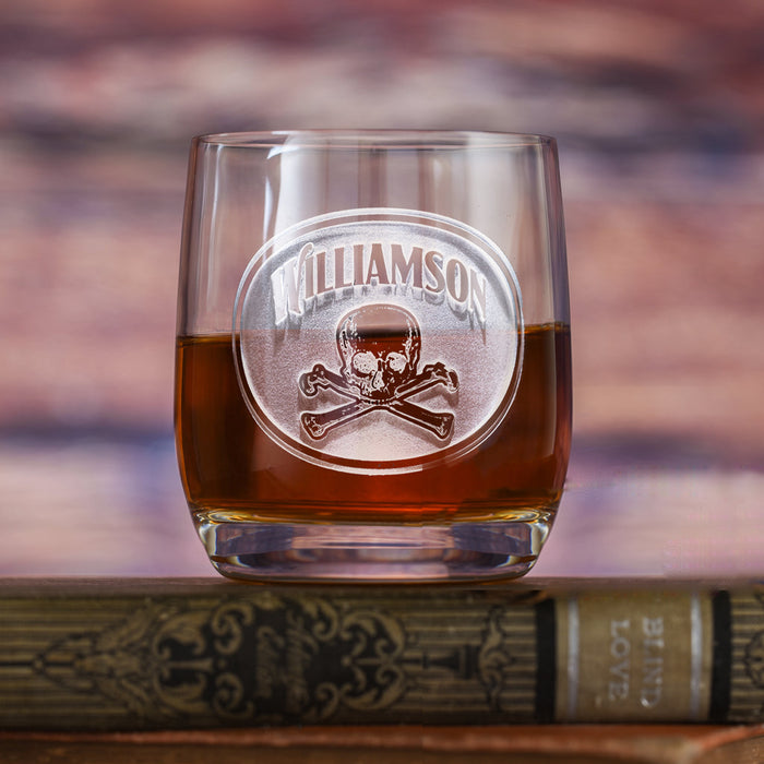 Skull & Bones Stolzle Weinland Crystal Rocks Whiskey Glass