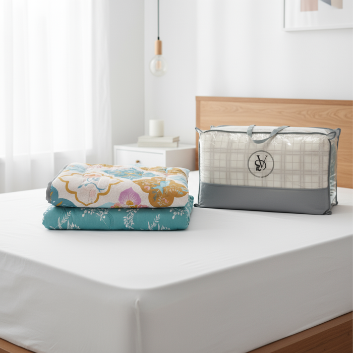 Soft Microfiber Double Bed AC Comforter – All-Season Warmth (Random Design-Pack of 1)