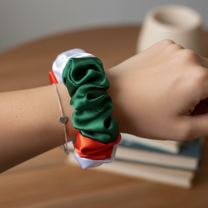 Soft Tri-Color Scrunchie – Trendy Hair Tie for Women & Girls (Pack of 1)
