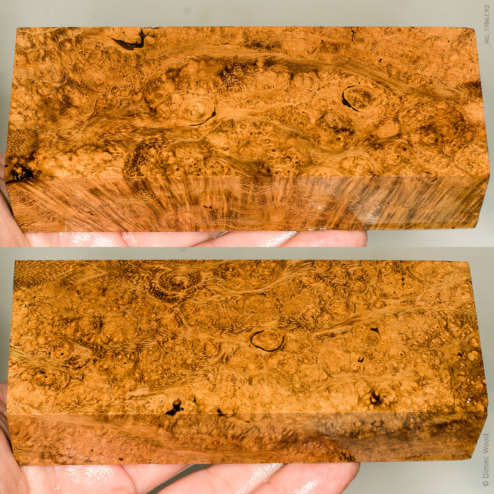 Stabilized black locust burl wood block