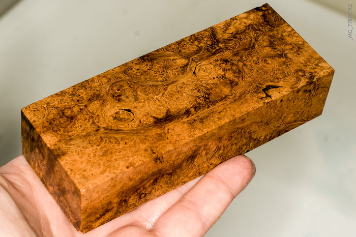 Stabilized black locust burl wood block