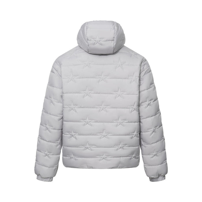 Star-Quilted Hooded Puffer Jacket – Embossed Five-Point Star Design
