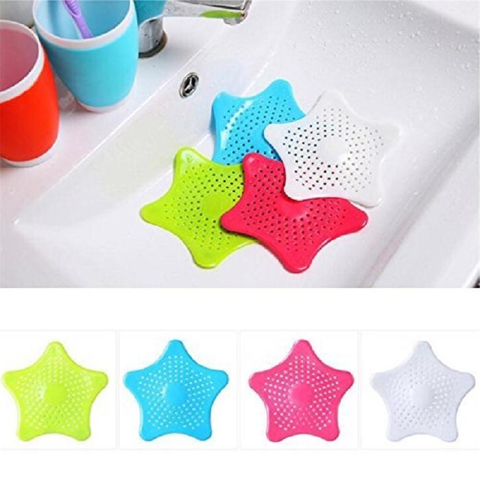 Star Shape Hair Catcher – Multi-Use Drain Stopper & Filter for Bathroom, Kitchen Sink & Shower (Random Colors-Pack of 1)