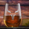 Steer Skull Horns Stemless Wine Glass (Set of 2)