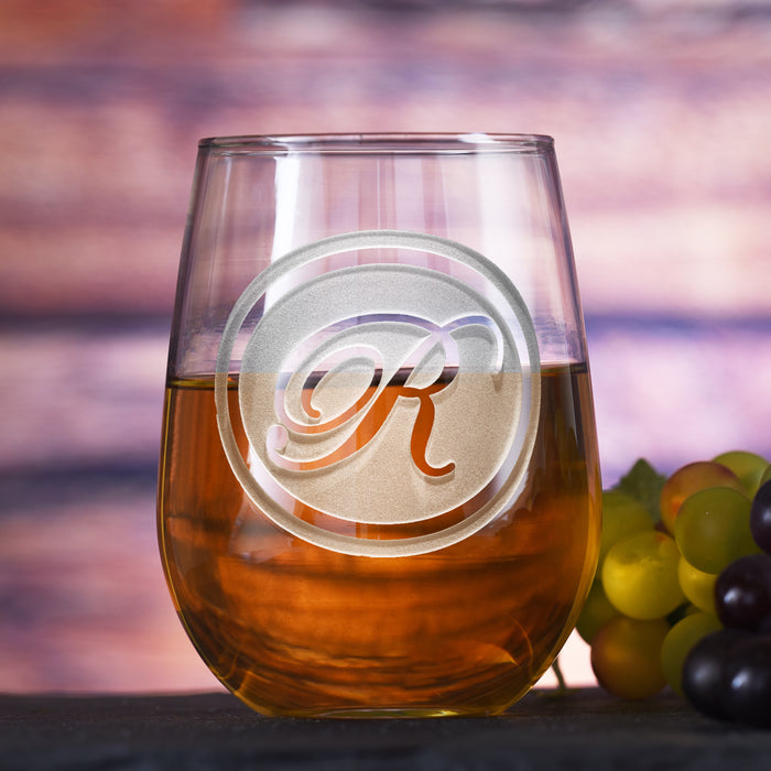 Stemless Wine Glass With Monogram