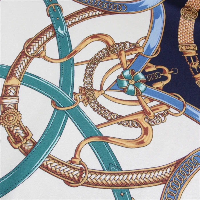 Stirrup Navy Silk Scarf / 90cm