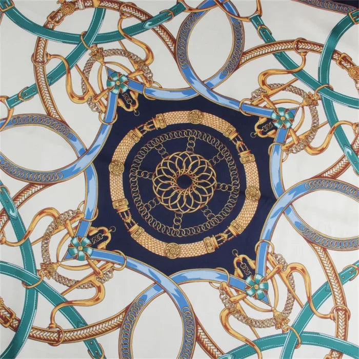 Stirrup Navy Silk Scarf / 90cm