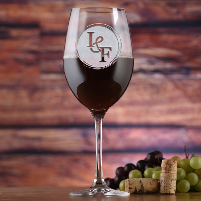 Stolzle Crystal, Red Wine Glass, Etched Wedding Anniversary Gift