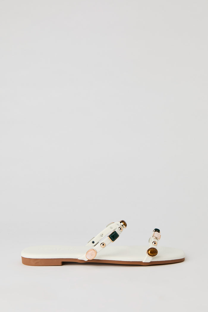 Stone Bead Double Band Sandal