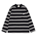 Men's oversized striped long sleeve t-shirt in black and cream with crew neck and chest pocket