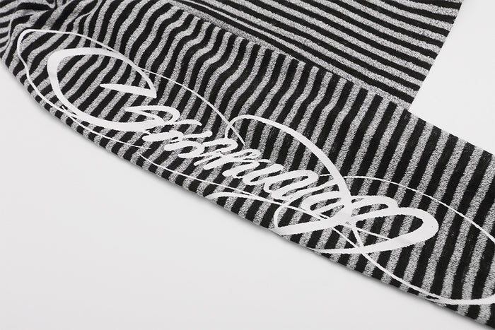 Striped Zip-Up Hoodie with Crest Embroidery & Sleeve Graphics