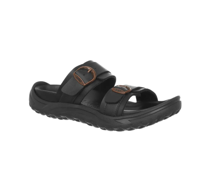 Svart slip-on damsandal från MBT med ergonomisk fotbädd
