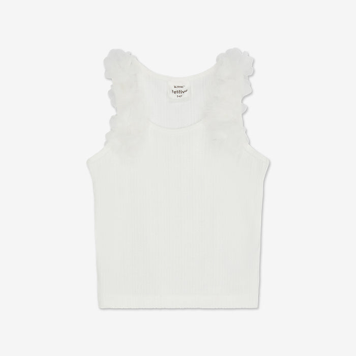 Tank Top With 3D Tulle Flowers H - H21