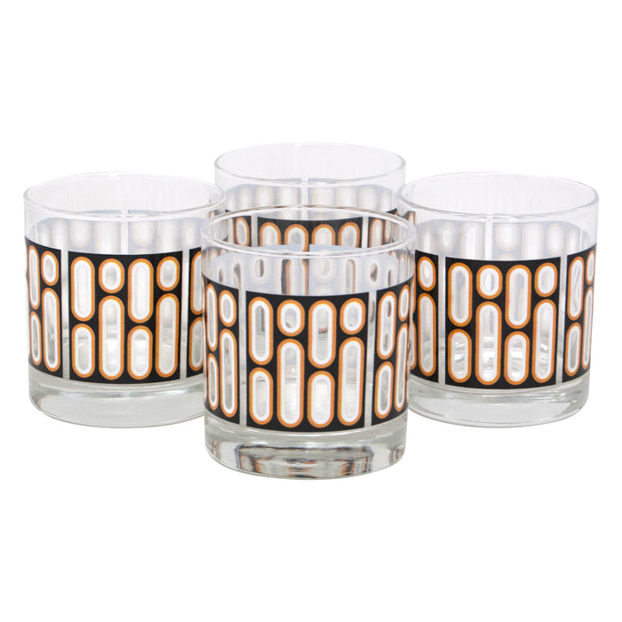 The Modern Home Bar Dots & Dashes Black Rocks Glasses | The Hour Shop